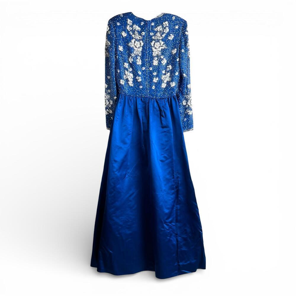 Vintage Victoria Royal Lillie Rubin Blue Beaded Silk Gown - Picture 6 of 9